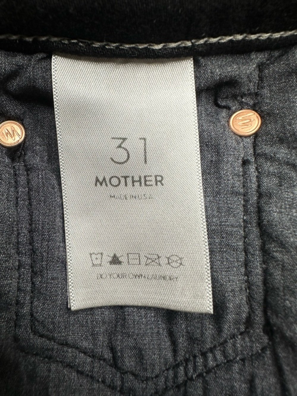 MOTHER Insider Crop Step Fray Jeans Black High Rise Raw Hem Ankle Flare Size 31 - Picture 6 of 10